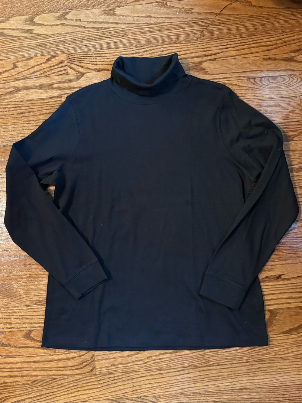 L.L.Bean Black Pima Cotton Turtleneck Top Women's Large Regular